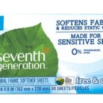 Household Supplies-Seventh Generation Free & Clear Natural Fabric Softener Sheets, Box of 80 Sheets