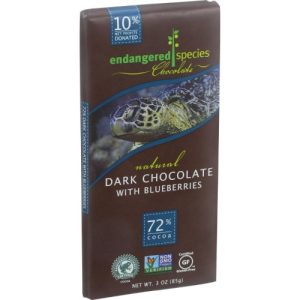 Candy & Chocolate-Endangered Species 72% Chocolate Bar with Blueberries